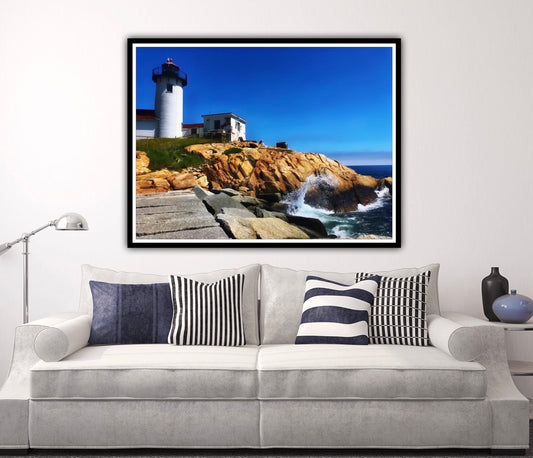 Waves Crashing on Eastern Point Lighthouse - Classic Canvas Print