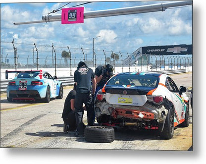 23.5 hrs to go race car at sebring metal print by Jacqueline MB Designs