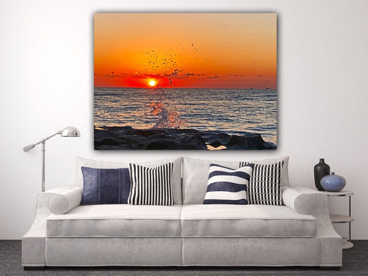 droplets of a wave dancing sunrise acrylic print home decor by jacqueline mb designs 