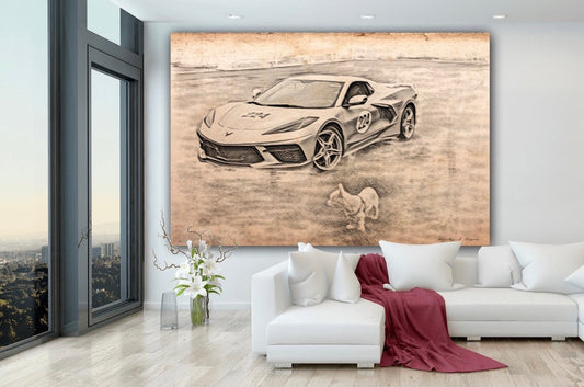 Dads C8 Vette - Classic Canvas Print