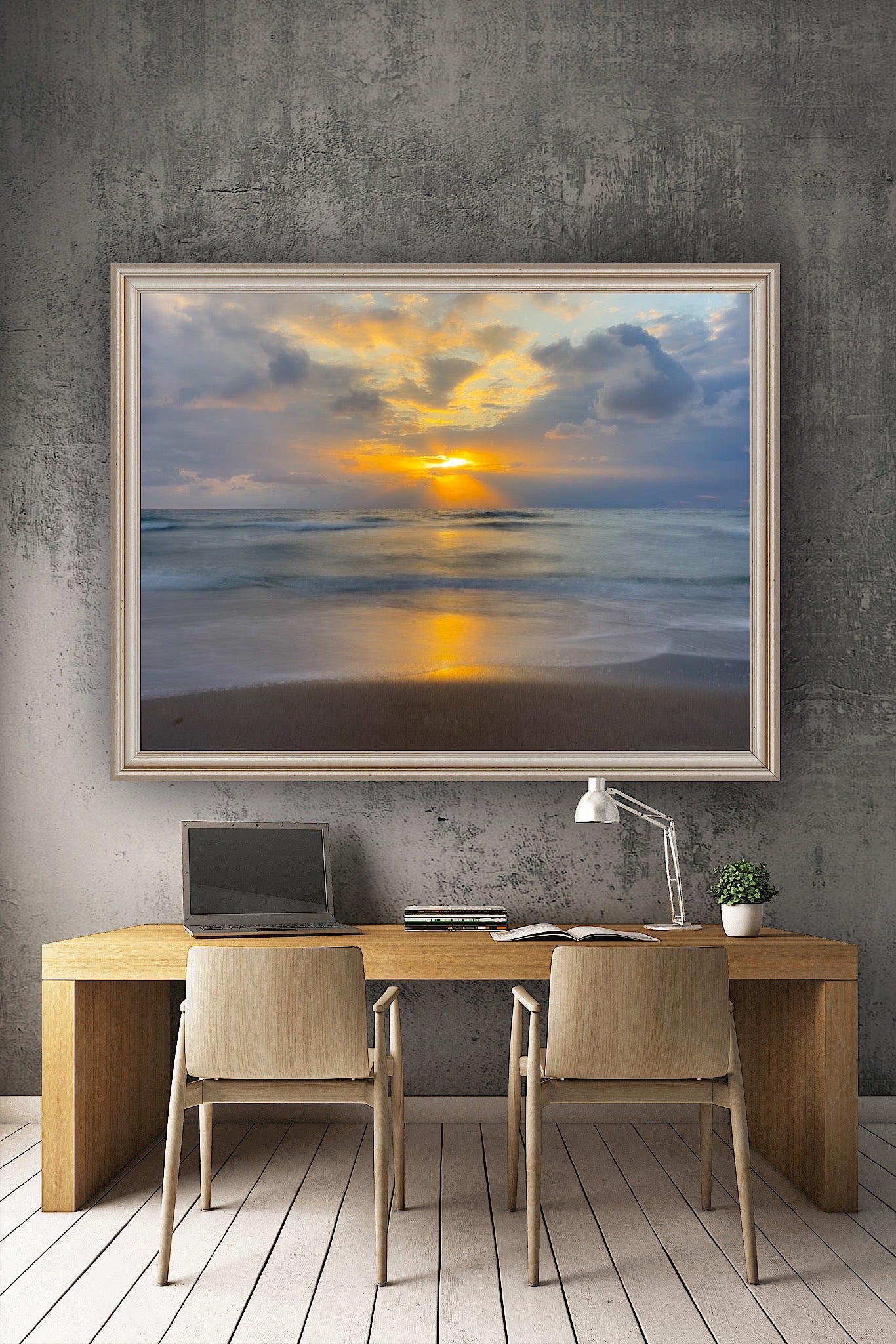 Reflections of a sunrise canvas print home decor by jacqueline mb designs