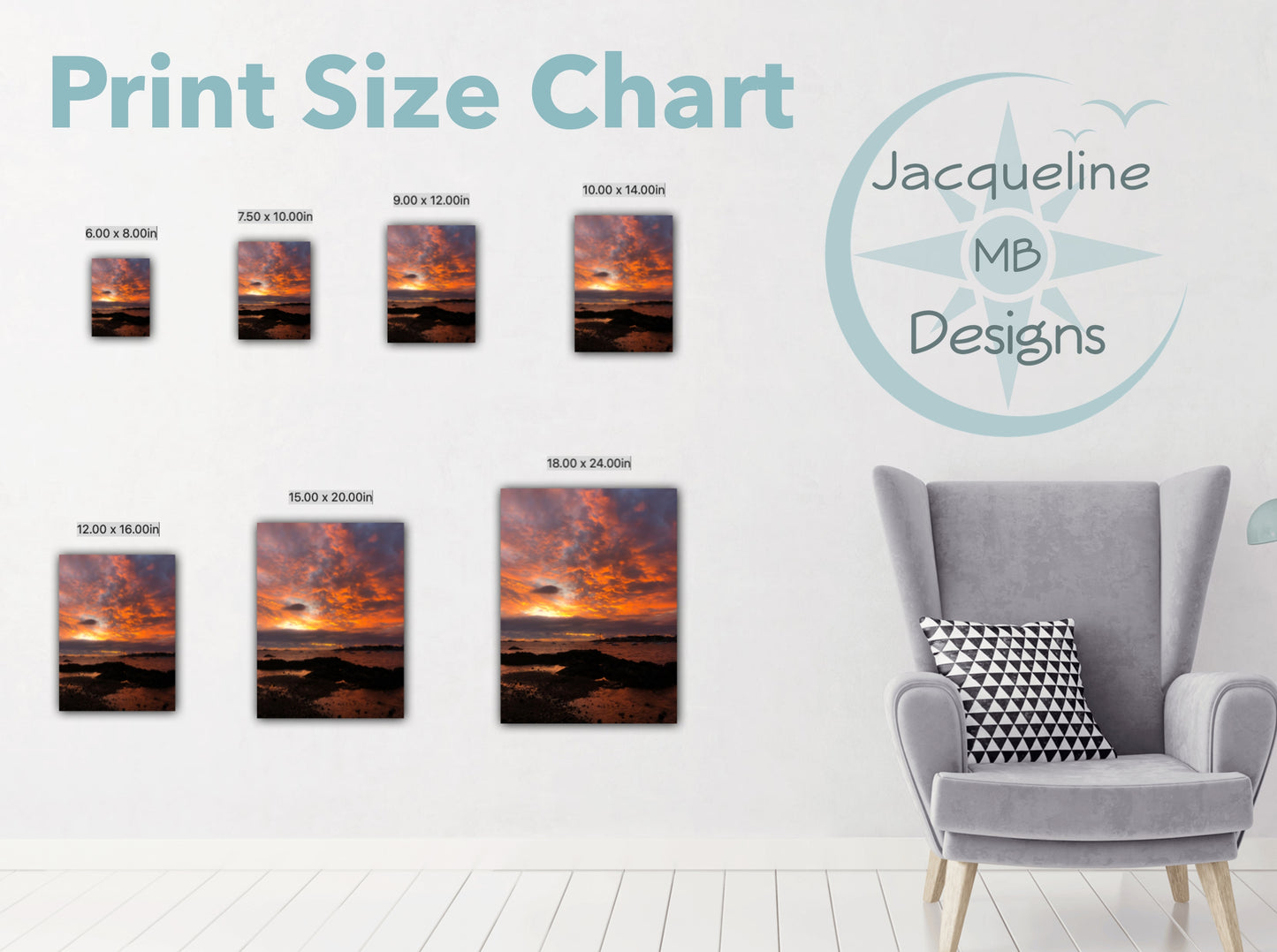 Canvas Print Size Chart Jacqueline mb designs