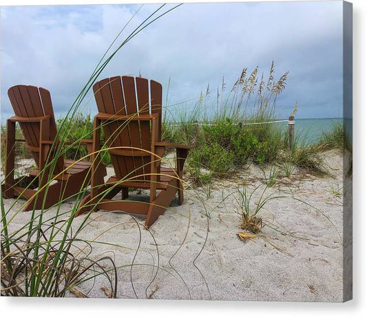 Adirondack Chairs with an Ocean View - Classic Canvas Print