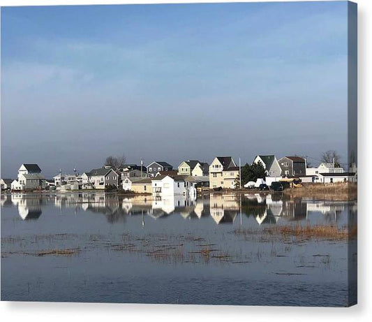 Beach Houses on Black Water River Seabrook NH - Classic Canvas Print