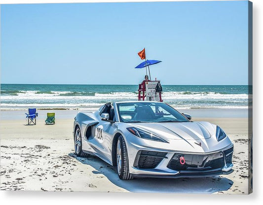 c8 at daytona beach acrylic print by jacqueline mb designs