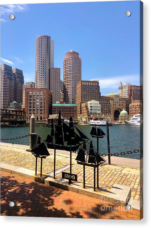 city view of boston acrylic print with posts by jacqueline mb designs 