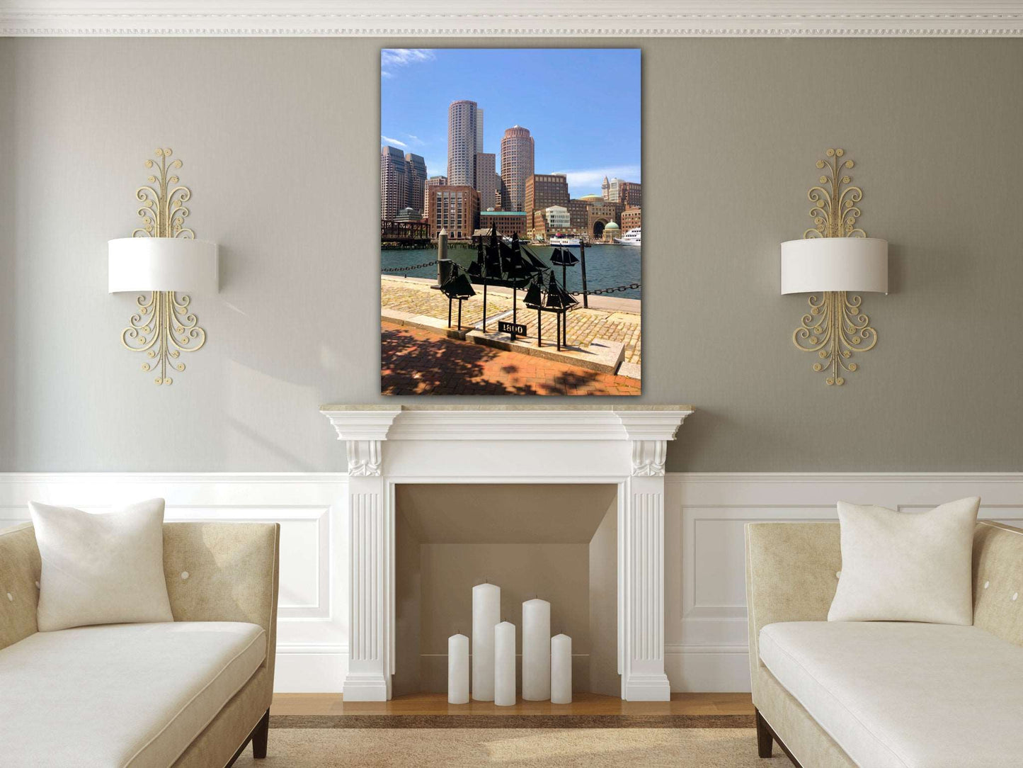 city view of boston acrylic print for home/office by jacqueline mb designs