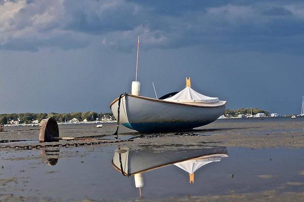 Classic Wooden Boat Reflection - Art Print