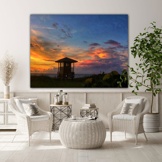 delray beach lifeguard chair canvas print