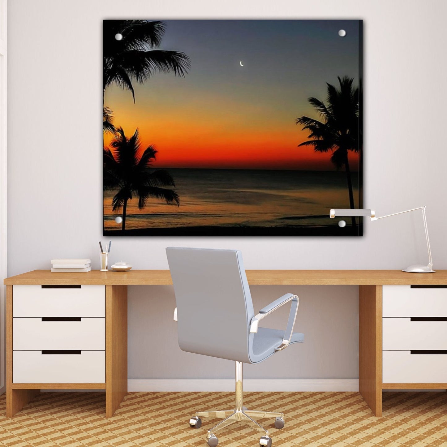 good night tropical moon acrylic print with posts by jacqueline mb designs