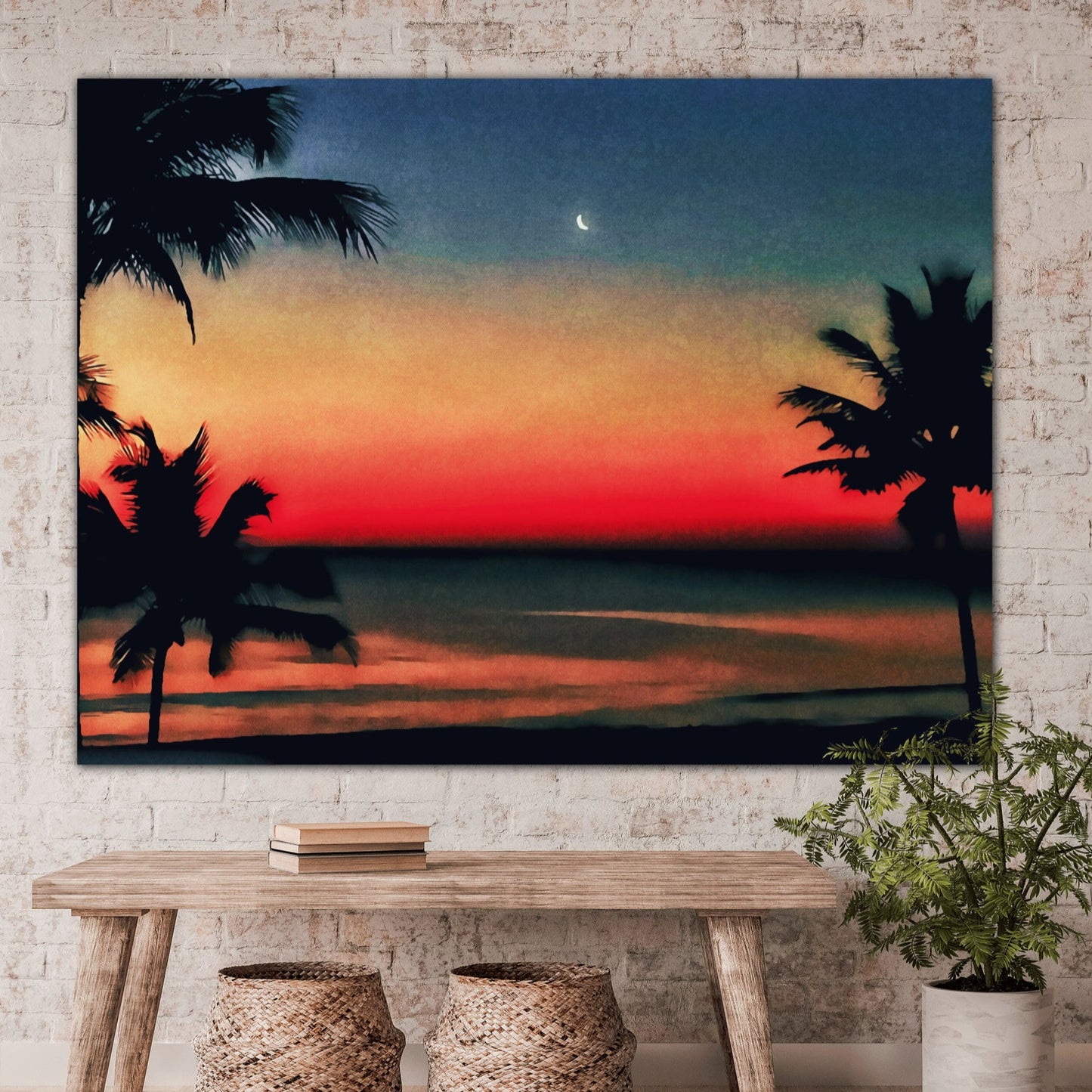 good night tropical moon da canvas print by jacqueline mb designs