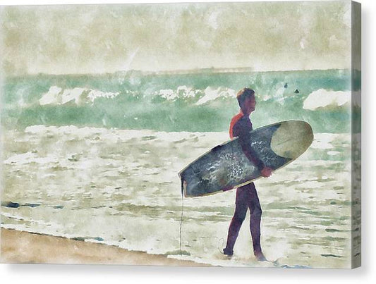 Heading out to Surf Mission Beach - Canvas Print