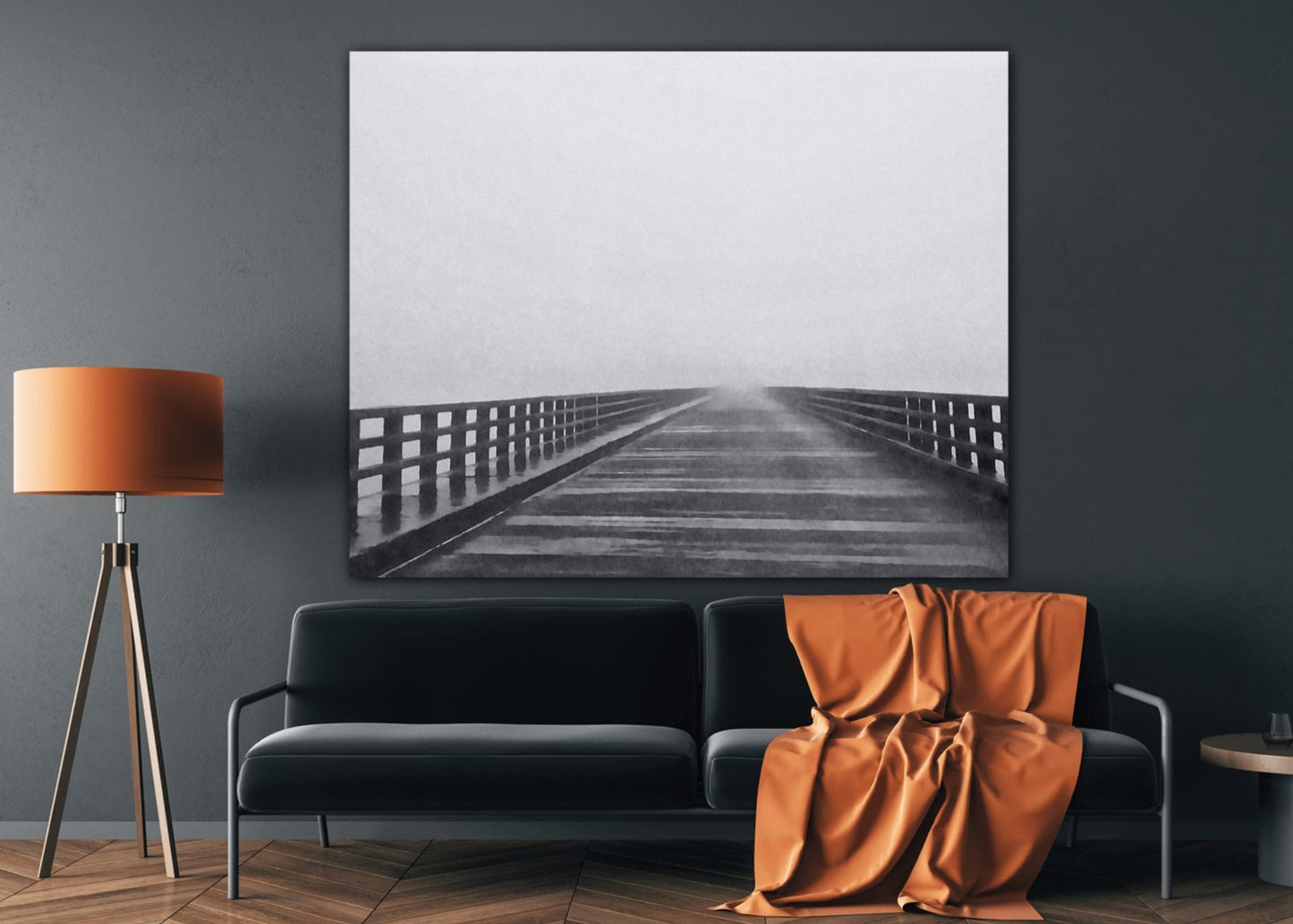 mystical foggy bridge da canvas Family Room decor by jacqueline mb designs 