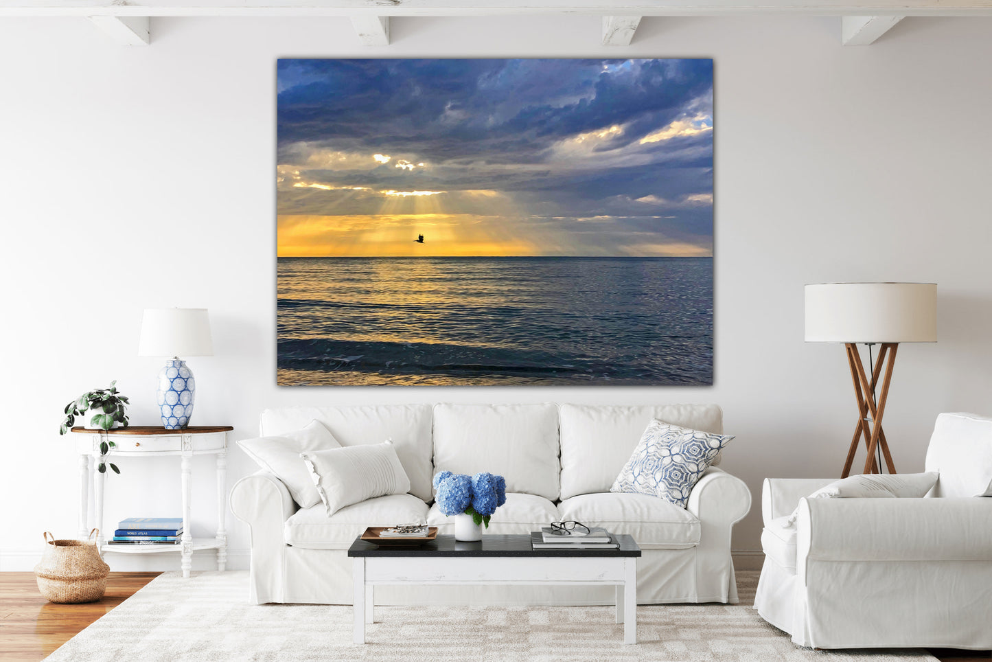 Pelican Flight Through Sunrise - Art Print