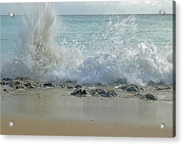 power of a wave acrylic print with posts by jacqueline mb designs