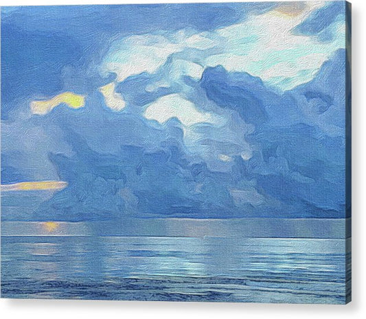 rain clouds over the sea acrylic print by jacqueline mb designs