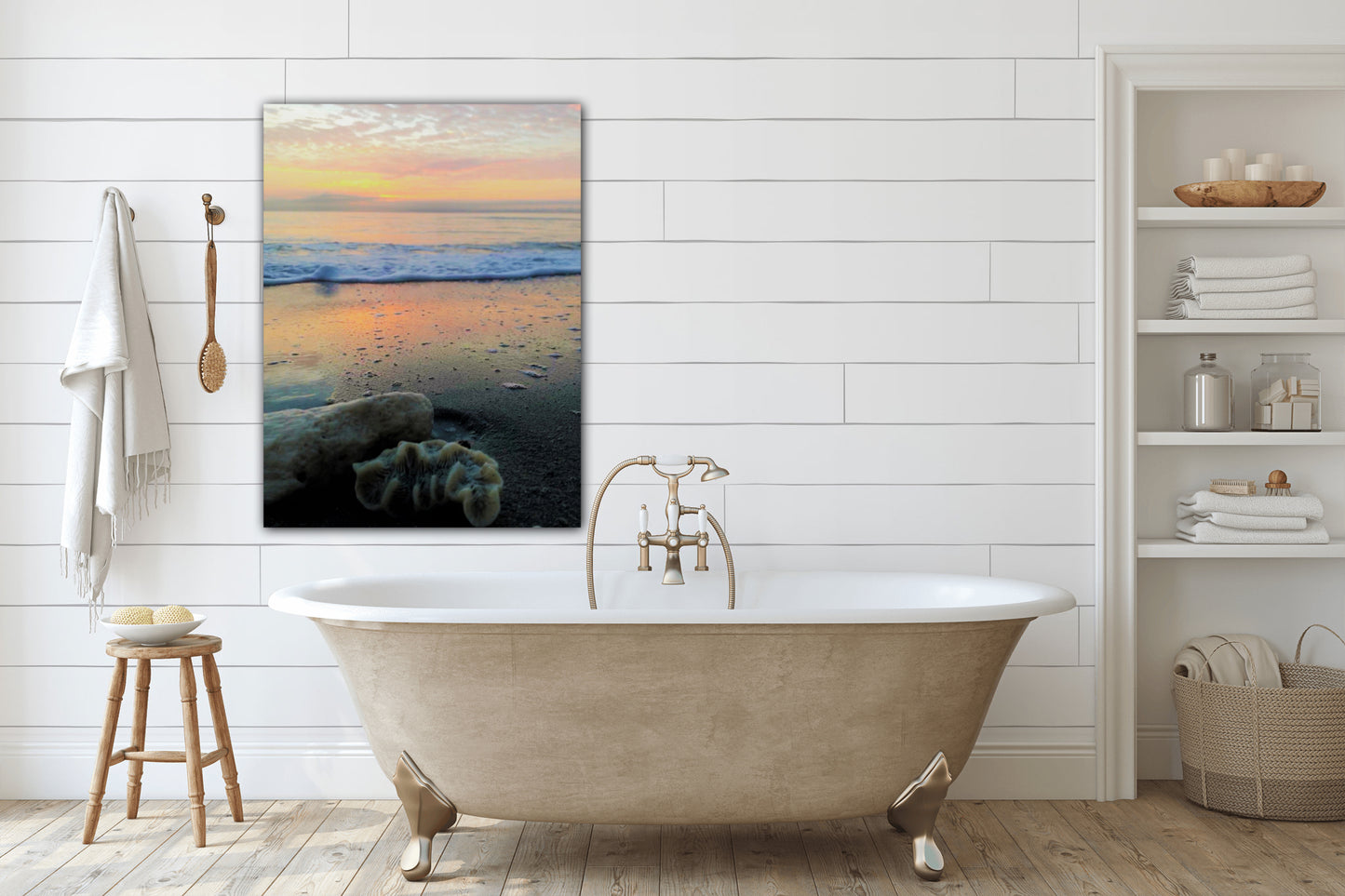 ruffles on beach canvas print bathroom wall decor by jacqueline mb designs