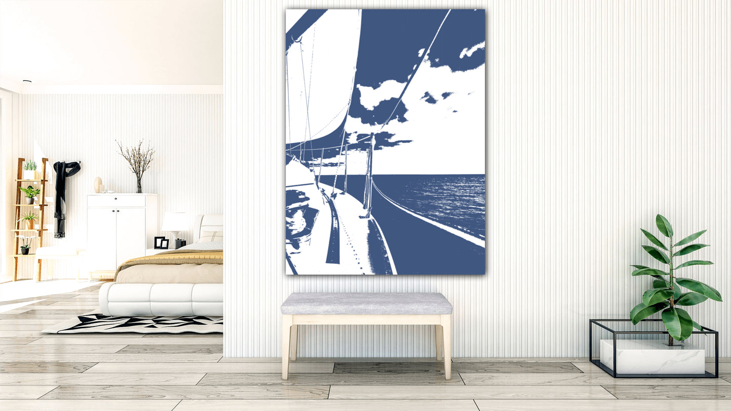 sailing in the blue acrylic print home decor by jacqueline mb designs