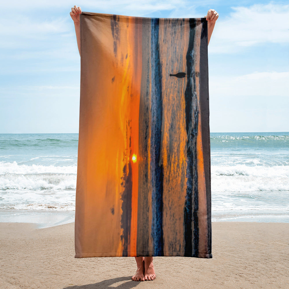 Hanging with Mr Egret -Beach Towel