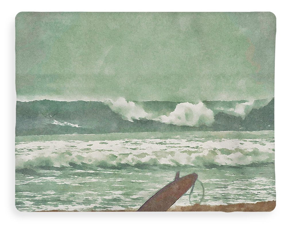 surfboard timeout sherpa fleece blanket by jacqueline mb designs