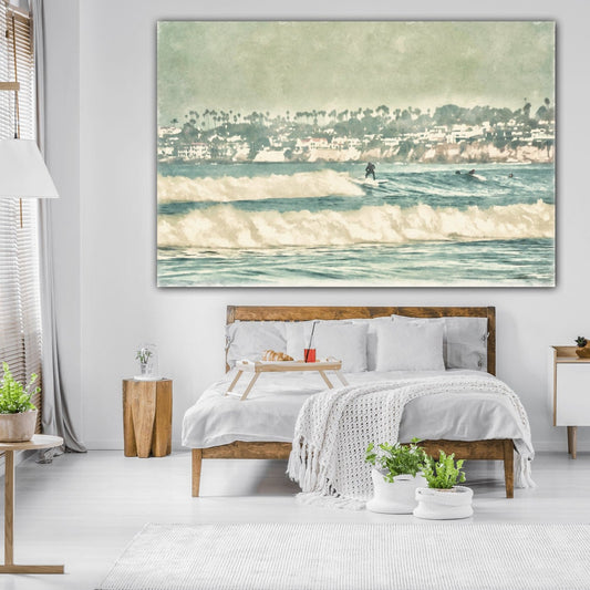 surfing the waves bedroom decor canvas print by Jacqueline MB Designs