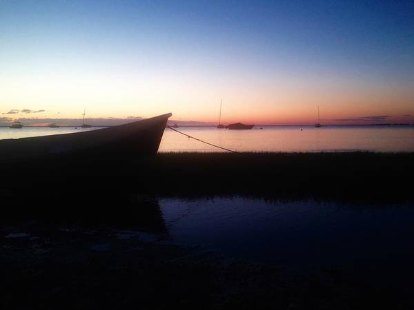 Wooden Boat resting in marsh in the Still of the Morning - Art Print