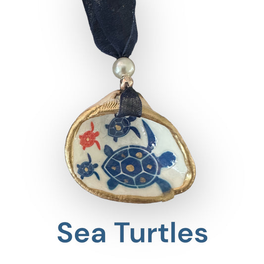 Sea Turtle Seashell Ornament