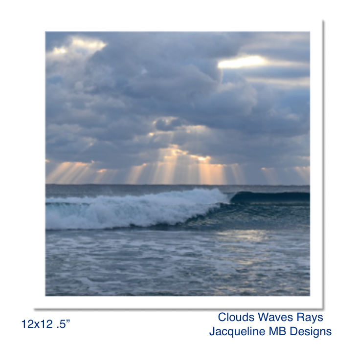 12x12 with a .5" Border Rag Photo Print of Clouds Waves Rays by Jacqueline MB Designs