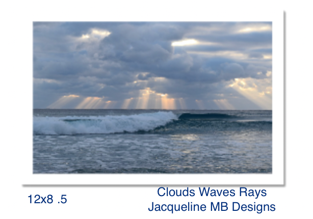 12x8 with a .5" Border Rag Photo Print of Clouds Waves Rays by Jacqueline MB Designs