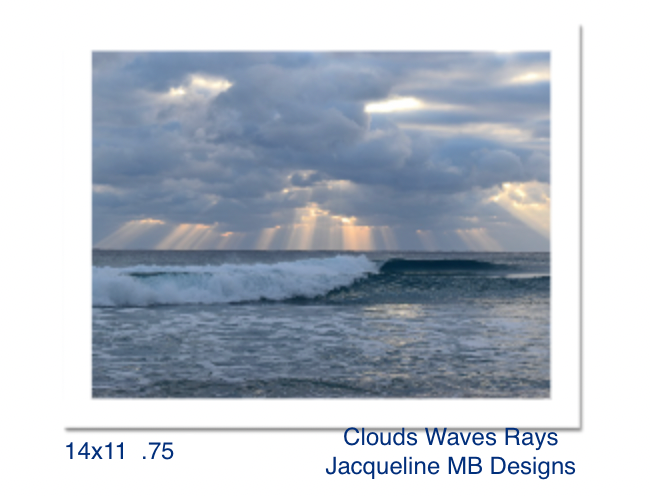 14x11 with a .75" Border Rag Photo Print of Clouds Waves Rays by Jacqueline MB Designs