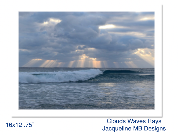 16x12 with a .75" Border Rag Photo Print of Clouds Waves Rays by Jacqueline MB Designs