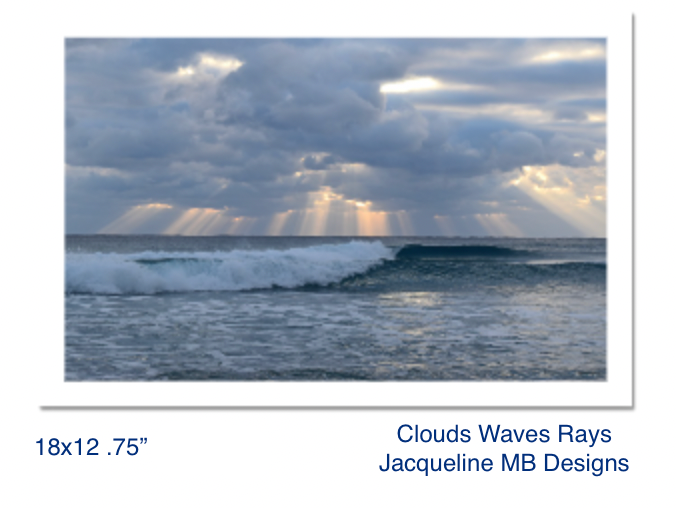 18x12 with .75" Border Rag Photo Print of Clouds Waves Rays by Jacqueline MB Designs 