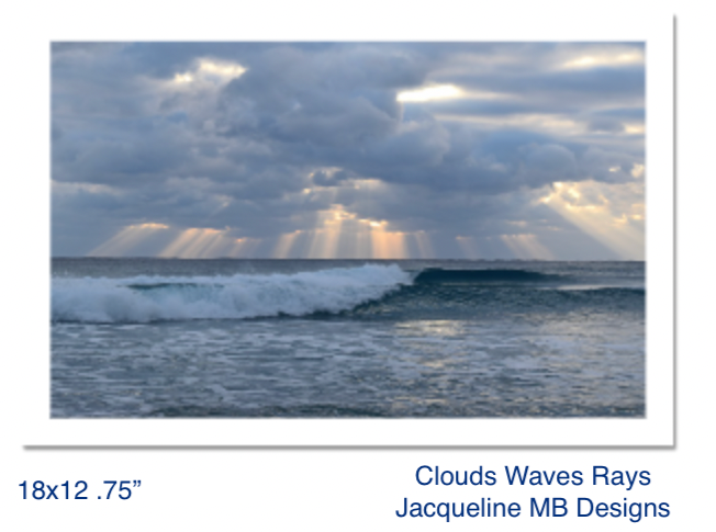 18x12 with a .75" Border Rag Photo Print of Clouds Waves Rays by Jacqueline MB Designs