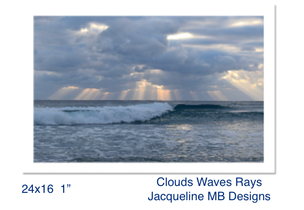 24x16 with a 1" Border Rag Photo Print of Clouds Waves Rays by Jacqueline MB Designs