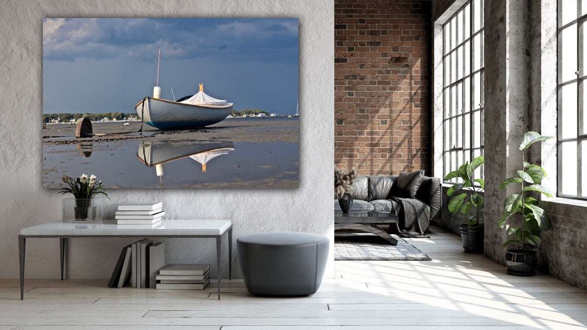Classic Wooden Boat Reflection - Classic Metal Print
