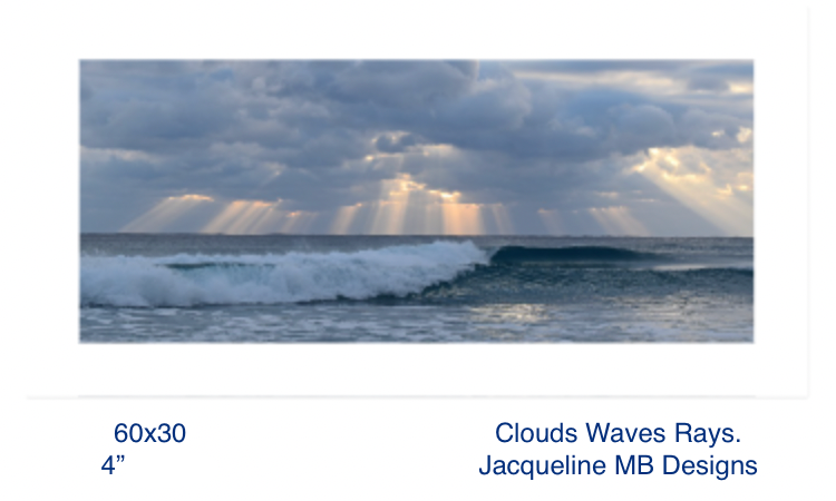 60x30 with a 4" Border Rag Photo Print of Clouds Waves Rays by Jacqueline MB Designs