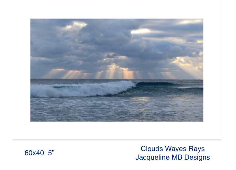 60x40 with a 5" Border Rag Photo Print of Clouds Waves Rays by Jacqueline MB Designs