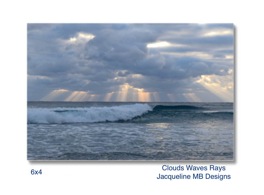6x4 NO Border Rag Photo Print of Clouds Waves Rays by Jacqueline MB Designs