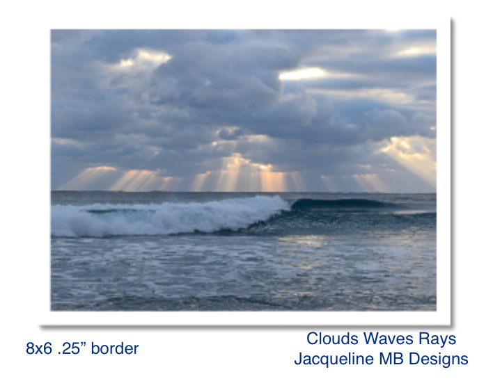 8x6 with a .25" Border Rag Photo Print of Clouds Waves Rays by Jacqueline MB Designs