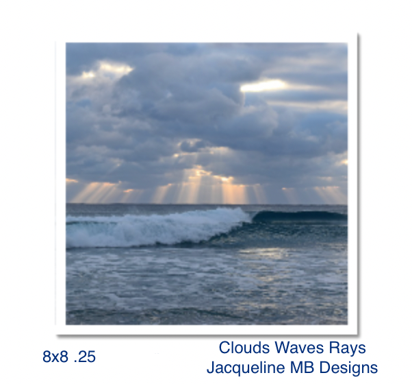 8x8 with .25 Border Border Rag Photo Print of Clouds Waves Rays by Jacqueline MB Designs