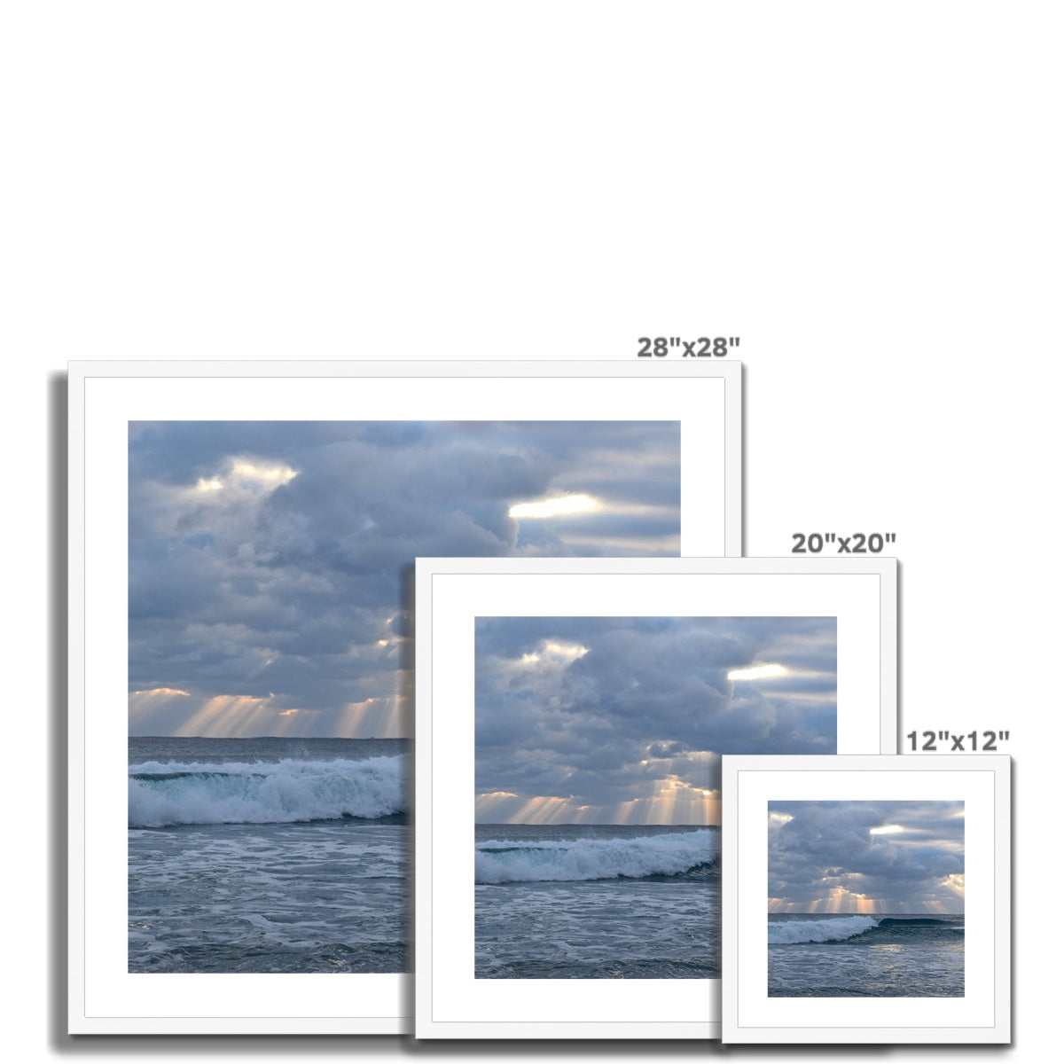  Clouds waves rays square sizes matted framed print by jacqueline mb designs 