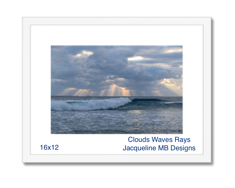 16x12   Clouds waves rays matted framed print by jacqueline mb designs 