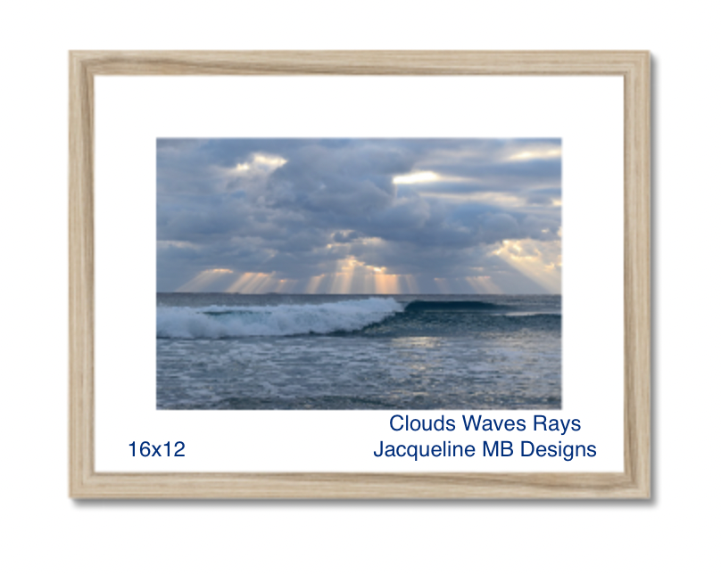 16x12  Clouds waves rays matted framed print by jacqueline mb designs 