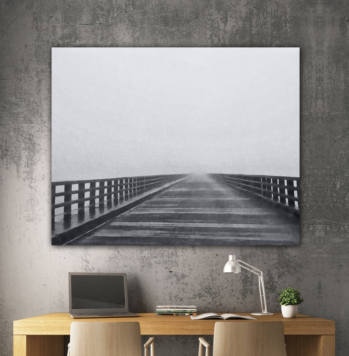 mystical foggy bridge da canvas office decor by jacqueline mb designs 