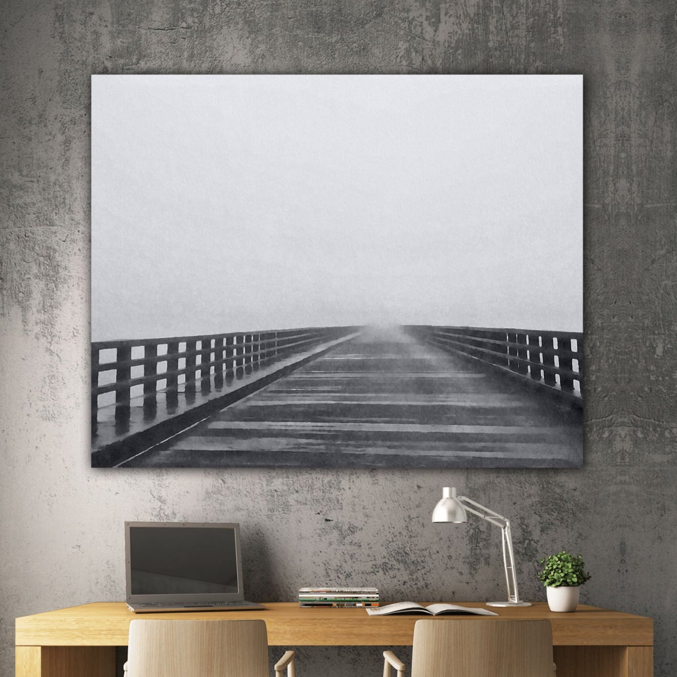 mystical foggy bridge acrylic print office decor by jacqueline mb designs 