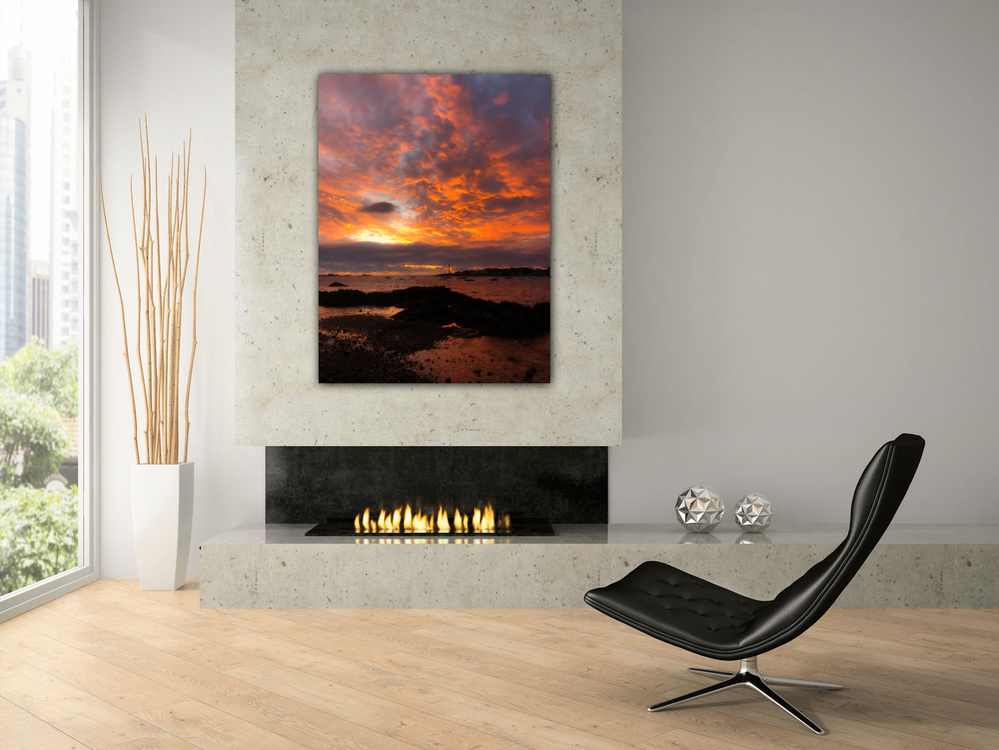 Red Sky Sunrise over Marblehead canvas home decor jacqueline mb designs 