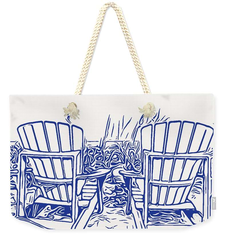 Adirondack Chairs with a View Painted Dk Blue  - Weekender Tote Bag