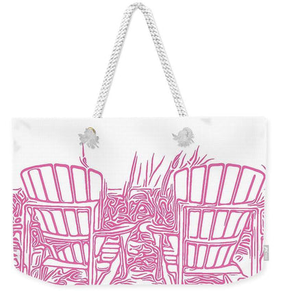 Adirondack Chairs with a View Painted Pink - Weekender Tote Bag