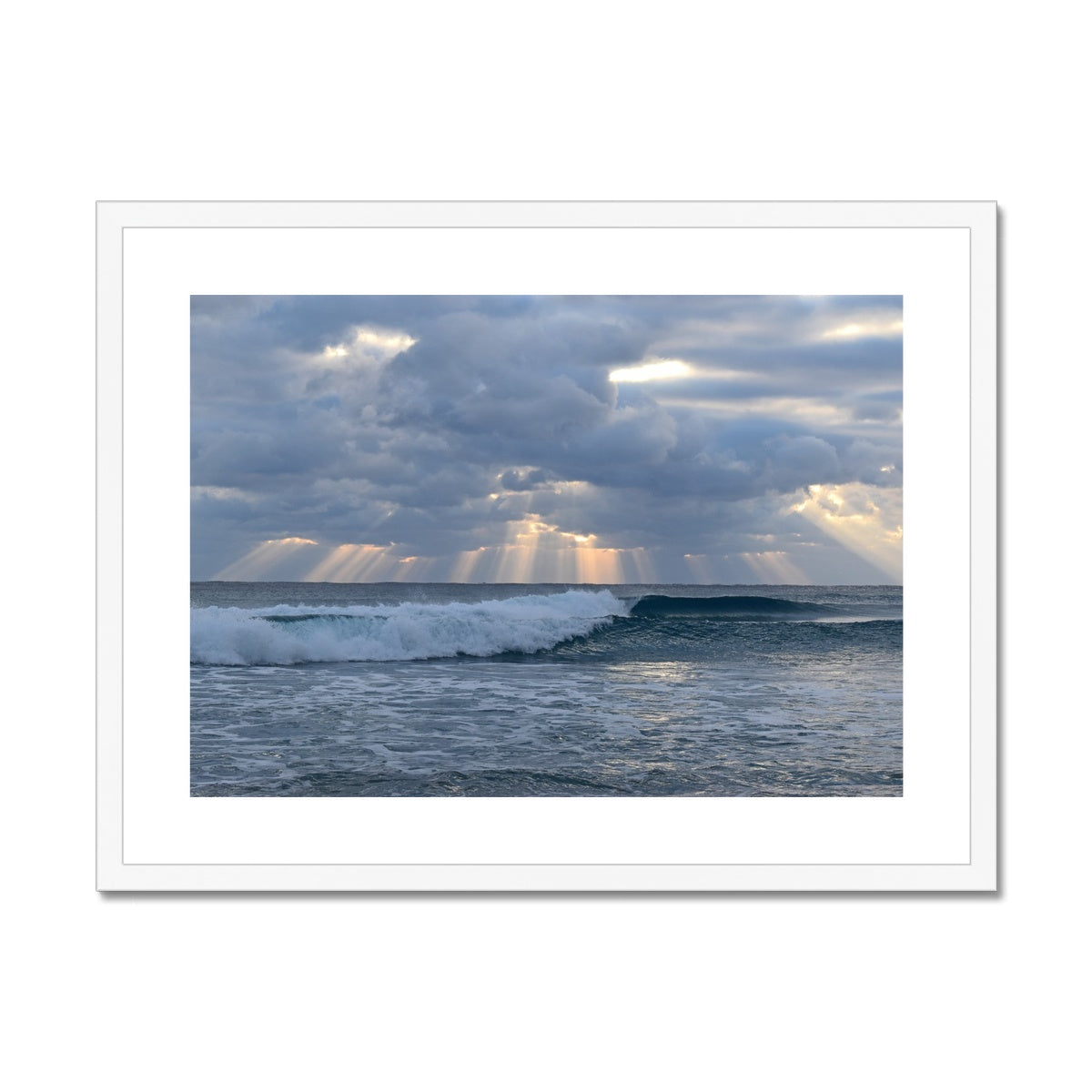 Clouds waves rays matted & framed print Home decor by Jacqueline mb Designs 