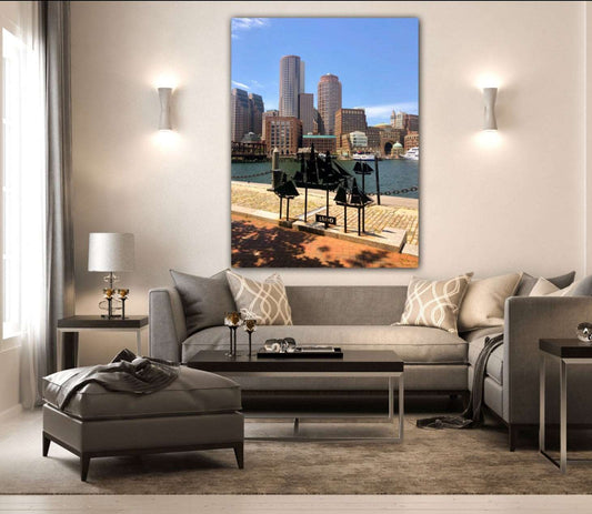 city view of Boston Harbor canvas print by jacqueline mb designs 